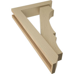 Ekena Millwork - BKTUR0352X16X28BOA06RCPR - Timberthane Faux Wood Balboa Style Bracket w/ Offset Brace, Slat Ends, 3 1/2"W x 16"D x 28"H, Primed Tan