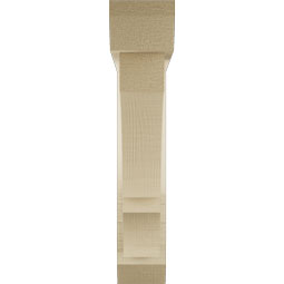 Ekena Millwork - BKTUR0352X18X18BOA06RCPR - Timberthane Faux Wood Balboa Style Bracket w/ Offset Brace, Slat Ends, 3 1/2"W x 18"D x 18"H, Primed Tan