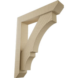 Ekena Millwork - BKTUR0352X18X22BOA06RCPR - Timberthane Faux Wood Balboa Style Bracket w/ Offset Brace, Slat Ends, 3 1/2"W x 18"D x 22"H, Primed Tan
