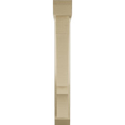 Ekena Millwork - BKTUR0352X18X26BOA06RCPR - Timberthane Faux Wood Balboa Style Bracket w/ Offset Brace, Slat Ends, 3 1/2"W x 18"D x 26"H, Primed Tan