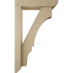 Ekena Millwork - BKTUR0352X18X30BOA06RCPR - Timberthane Faux Wood Balboa Style Bracket w/ Offset Brace, Slat Ends, 3 1/2"W x 18"D x 30"H, Primed Tan