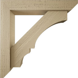 Ekena Millwork - BKTUR0352X20X20BOA06RCPR - Timberthane Faux Wood Balboa Style Bracket w/ Offset Brace, Slat Ends, 3 1/2"W x 20"D x 20"H, Primed Tan