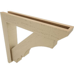 Ekena Millwork - BKTUR0352X20X20BOA06RCPR - Timberthane Faux Wood Balboa Style Bracket w/ Offset Brace, Slat Ends, 3 1/2"W x 20"D x 20"H, Primed Tan