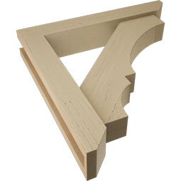 Ekena Millwork - BKTUR0352X20X20BOA06RCPR - Timberthane Faux Wood Balboa Style Bracket w/ Offset Brace, Slat Ends, 3 1/2"W x 20"D x 20"H, Primed Tan