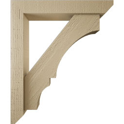Ekena Millwork - BKTUR0352X20X24BOA06RCPR - Timberthane Faux Wood Balboa Style Bracket w/ Offset Brace, Slat Ends, 3 1/2"W x 20"D x 24"H, Primed Tan