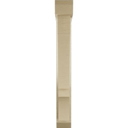 Ekena Millwork - BKTUR0352X20X28BOA06RCPR - Timberthane Faux Wood Balboa Style Bracket w/ Offset Brace, Slat Ends, 3 1/2"W x 20"D x 28"H, Primed Tan