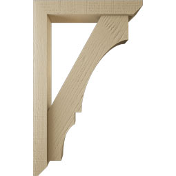 Ekena Millwork - BKTUR0352X20X32BOA06RCPR - Timberthane Faux Wood Balboa Style Bracket w/ Offset Brace, Slat Ends, 3 1/2"W x 20"D x 32"H, Primed Tan