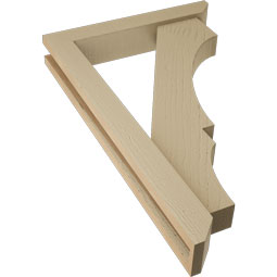 Ekena Millwork - BKTUR0352X20X32BOA06RCPR - Timberthane Faux Wood Balboa Style Bracket w/ Offset Brace, Slat Ends, 3 1/2"W x 20"D x 32"H, Primed Tan