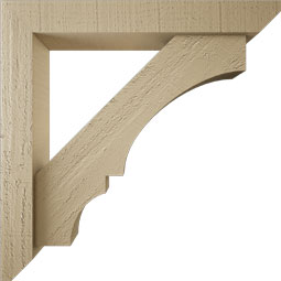 Ekena Millwork - BKTUR0352X22X22BOA06RCPR - Timberthane Faux Wood Balboa Style Bracket w/ Offset Brace, Slat Ends, 3 1/2"W x 22"D x 22"H, Primed Tan