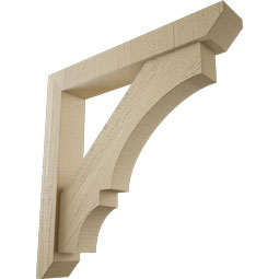 Ekena Millwork - BKTUR0352X22X22BOA06RCPR - Timberthane Faux Wood Balboa Style Bracket w/ Offset Brace, Slat Ends, 3 1/2"W x 22"D x 22"H, Primed Tan
