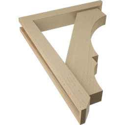 Ekena Millwork - BKTUR0352X22X30BOA06RCPR - Timberthane Faux Wood Balboa Style Bracket w/ Offset Brace, Slat Ends, 3 1/2"W x 22"D x 30"H, Primed Tan