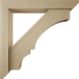 Ekena Millwork - BKTUR0352X24X24BOA06RCPR - Timberthane Faux Wood Balboa Style Bracket w/ Offset Brace, Slat Ends, 3 1/2"W x 24"D x 24"H, Primed Tan