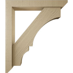 Ekena Millwork - BKTUR0352X24X28BOA06RCPR - Timberthane Faux Wood Balboa Style Bracket w/ Offset Brace, Slat Ends, 3 1/2"W x 24"D x 28"H, Primed Tan