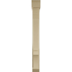 Ekena Millwork - BKTUR0352X24X32BOA06RCPR - Timberthane Faux Wood Balboa Style Bracket w/ Offset Brace, Slat Ends, 3 1/2"W x 24"D x 32"H, Primed Tan