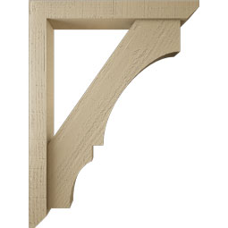 Ekena Millwork - BKTUR0352X24X32BOA06RCPR - Timberthane Faux Wood Balboa Style Bracket w/ Offset Brace, Slat Ends, 3 1/2"W x 24"D x 32"H, Primed Tan