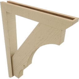 Ekena Millwork - BKTUR0352X24X32BOA06RCPR - Timberthane Faux Wood Balboa Style Bracket w/ Offset Brace, Slat Ends, 3 1/2"W x 24"D x 32"H, Primed Tan