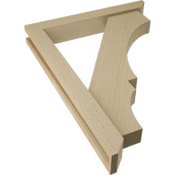 Ekena Millwork - BKTUR0352X24X32BOA06RCPR - Timberthane Faux Wood Balboa Style Bracket w/ Offset Brace, Slat Ends, 3 1/2"W x 24"D x 32"H, Primed Tan