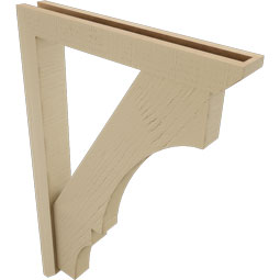 Ekena Millwork - BKTUR0352X24X36BOA06RCPR - Timberthane Faux Wood Balboa Style Bracket w/ Offset Brace, Slat Ends, 3 1/2"W x 24"D x 36"H, Primed Tan