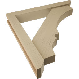 Ekena Millwork - BKTUR0352X26X26BOA06RCPR - Timberthane Faux Wood Balboa Style Bracket w/ Offset Brace, Slat Ends, 3 1/2"W x 26"D x 26"H, Primed Tan