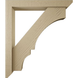 Ekena Millwork - BKTUR0352X26X30BOA06RCPR - Timberthane Faux Wood Balboa Style Bracket w/ Offset Brace, Slat Ends, 3 1/2"W x 26"D x 30"H, Primed Tan