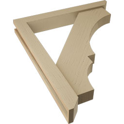 Ekena Millwork - BKTUR0352X26X30BOA06RCPR - Timberthane Faux Wood Balboa Style Bracket w/ Offset Brace, Slat Ends, 3 1/2"W x 26"D x 30"H, Primed Tan