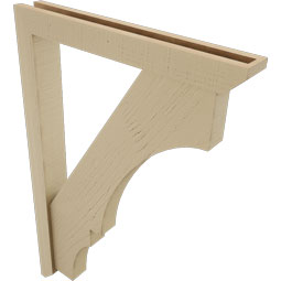 Ekena Millwork - BKTUR0352X26X38BOA06RCPR - Timberthane Faux Wood Balboa Style Bracket w/ Offset Brace, Slat Ends, 3 1/2"W x 26"D x 38"H, Primed Tan