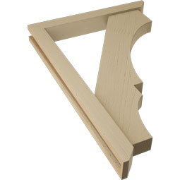 Ekena Millwork - BKTUR0352X26X38BOA06RCPR - Timberthane Faux Wood Balboa Style Bracket w/ Offset Brace, Slat Ends, 3 1/2"W x 26"D x 38"H, Primed Tan