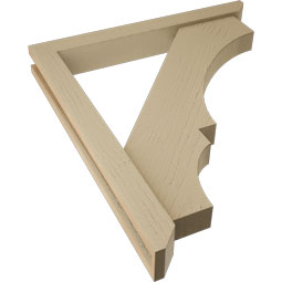 Ekena Millwork - BKTUR0352X28X32BOA06RCPR - Timberthane Faux Wood Balboa Style Bracket w/ Offset Brace, Slat Ends, 3 1/2"W x 28"D x 32"H, Primed Tan