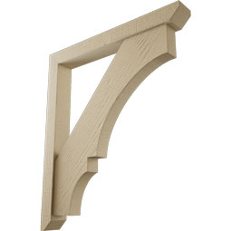Ekena Millwork - BKTUR0352X28X32BOA06RCPR - Timberthane Faux Wood Balboa Style Bracket w/ Offset Brace, Slat Ends, 3 1/2"W x 28"D x 32"H, Primed Tan