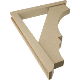 Ekena Millwork - BKTUR0352X28X36BOA06RCPR - Timberthane Faux Wood Balboa Style Bracket w/ Offset Brace, Slat Ends, 3 1/2"W x 28"D x 36"H, Primed Tan