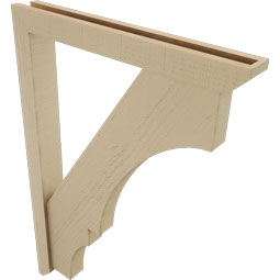 Ekena Millwork - BKTUR0352X28X40BOA06RCPR - Timberthane Faux Wood Balboa Style Bracket w/ Offset Brace, Slat Ends, 3 1/2"W x 28"D x 40"H, Primed Tan