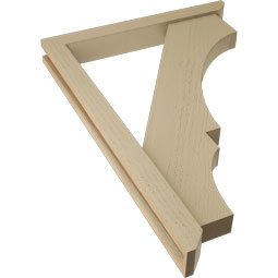 Ekena Millwork - BKTUR0352X28X40BOA06RCPR - Timberthane Faux Wood Balboa Style Bracket w/ Offset Brace, Slat Ends, 3 1/2"W x 28"D x 40"H, Primed Tan