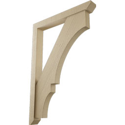 Ekena Millwork - BKTUR0352X28X40BOA06RCPR - Timberthane Faux Wood Balboa Style Bracket w/ Offset Brace, Slat Ends, 3 1/2"W x 28"D x 40"H, Primed Tan