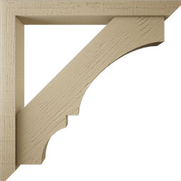 Ekena Millwork - BKTUR0352X30X30BOA06RCPR - Timberthane Faux Wood Balboa Style Bracket w/ Offset Brace, Slat Ends, 3 1/2"W x 30"D x 30"H, Primed Tan