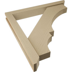 Ekena Millwork - BKTUR0352X30X30BOA06RCPR - Timberthane Faux Wood Balboa Style Bracket w/ Offset Brace, Slat Ends, 3 1/2"W x 30"D x 30"H, Primed Tan