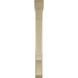 Ekena Millwork - BKTUR0352X30X34BOA06RCPR - Timberthane Faux Wood Balboa Style Bracket w/ Offset Brace, Slat Ends, 3 1/2"W x 30"D x 34"H, Primed Tan