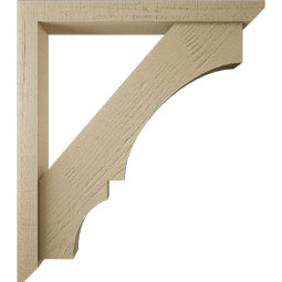 Ekena Millwork - BKTUR0352X30X34BOA06RCPR - Timberthane Faux Wood Balboa Style Bracket w/ Offset Brace, Slat Ends, 3 1/2"W x 30"D x 34"H, Primed Tan