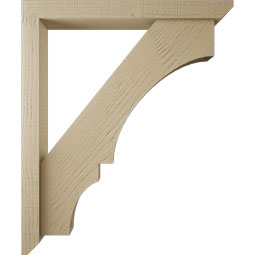 Ekena Millwork - BKTUR0352X30X36BOA06RCPR - Timberthane Faux Wood Balboa Style Bracket w/ Offset Brace, Slat Ends, 3 1/2"W x 30"D x 36"H, Primed Tan