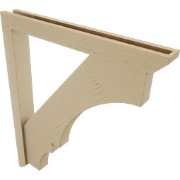 Ekena Millwork - BKTUR0352X30X36BOA06RCPR - Timberthane Faux Wood Balboa Style Bracket w/ Offset Brace, Slat Ends, 3 1/2"W x 30"D x 36"H, Primed Tan