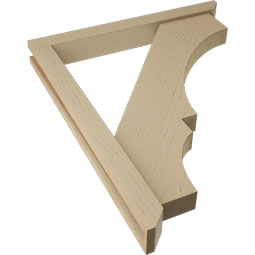 Ekena Millwork - BKTUR0352X30X36BOA06RCPR - Timberthane Faux Wood Balboa Style Bracket w/ Offset Brace, Slat Ends, 3 1/2"W x 30"D x 36"H, Primed Tan
