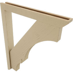 Ekena Millwork - BKTUR0352X30X38BOA06RCPR - Timberthane Faux Wood Balboa Style Bracket w/ Offset Brace, Slat Ends, 3 1/2"W x 30"D x 38"H, Primed Tan