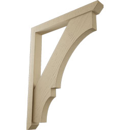 Ekena Millwork - BKTUR0352X30X38BOA06RCPR - Timberthane Faux Wood Balboa Style Bracket w/ Offset Brace, Slat Ends, 3 1/2"W x 30"D x 38"H, Primed Tan