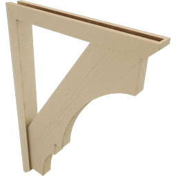 Ekena Millwork - BKTUR0352X30X42BOA06RCPR - Timberthane Faux Wood Balboa Style Bracket w/ Offset Brace, Slat Ends, 3 1/2"W x 30"D x 42"H, Primed Tan
