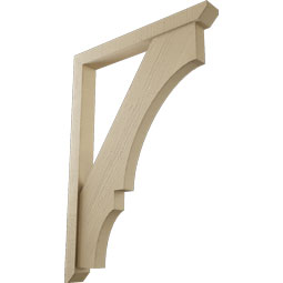 Ekena Millwork - BKTUR0352X30X42BOA06RCPR - Timberthane Faux Wood Balboa Style Bracket w/ Offset Brace, Slat Ends, 3 1/2"W x 30"D x 42"H, Primed Tan