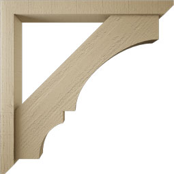 Ekena Millwork - BKTUR0352X32X32BOA06RCPR - Timberthane Faux Wood Balboa Style Bracket w/ Offset Brace, Slat Ends, 3 1/2"W x 32"D x 32"H, Primed Tan