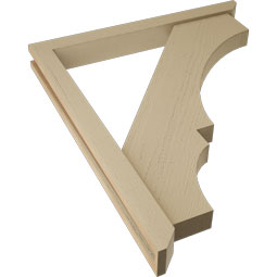 Ekena Millwork - BKTUR0352X32X38BOA06RCPR - Timberthane Faux Wood Balboa Style Bracket w/ Offset Brace, Slat Ends, 3 1/2"W x 32"D x 38"H, Primed Tan