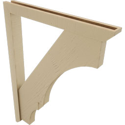 Ekena Millwork - BKTUR0352X32X44BOA06RCPR - Timberthane Faux Wood Balboa Style Bracket w/ Offset Brace, Slat Ends, 3 1/2"W x 32"D x 44"H, Primed Tan