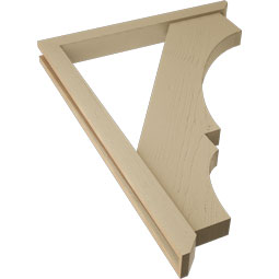 Ekena Millwork - BKTUR0352X32X44BOA06RCPR - Timberthane Faux Wood Balboa Style Bracket w/ Offset Brace, Slat Ends, 3 1/2"W x 32"D x 44"H, Primed Tan