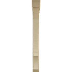 Ekena Millwork - BKTUR0352X34X34BOA06RCPR - Timberthane Faux Wood Balboa Style Bracket w/ Offset Brace, Slat Ends, 3 1/2"W x 34"D x 34"H, Primed Tan