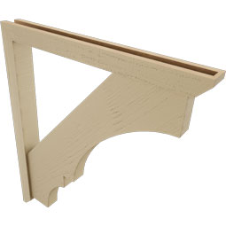 Ekena Millwork - BKTUR0352X34X38BOA06RCPR - Timberthane Faux Wood Balboa Style Bracket w/ Offset Brace, Slat Ends, 3 1/2"W x 34"D x 38"H, Primed Tan